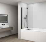 ROTA BLACK vanová zástěna skládací 900mm, čiré sklo FB900