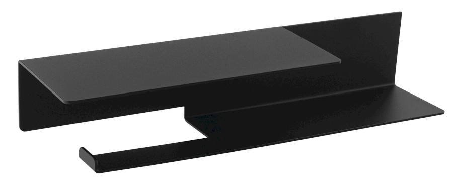 33214 (56063) Držák toaletního papíru s poličkou š.35cm, černá mat 33214