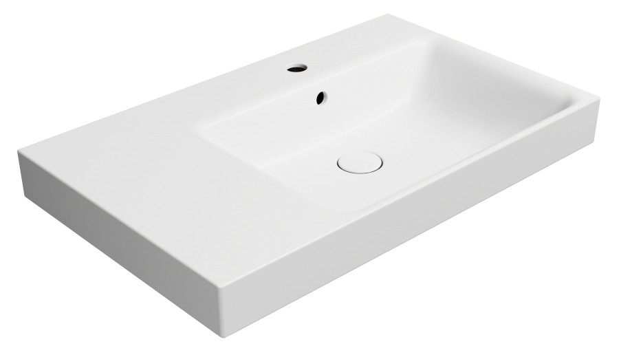 NUBES keramické umyvadlo 80x50cm, s odkládací plochou vlevo, bílá mat 9630109