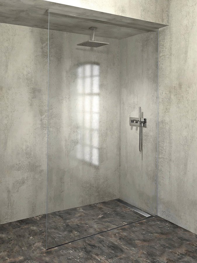 AX2616R (61025) ARCHITEX sada pro uchycení skla, podlaha-stěna-strop se spádovou lištou, 1615x2600mm, pravá, leštěný hliník AX2616R