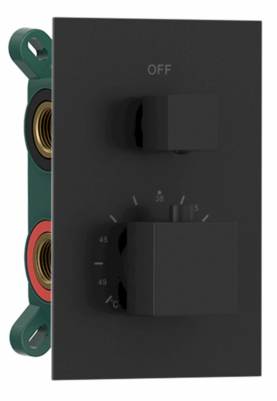 1102-32B (57941) Podomítková sprchová termostatická baterie, box, 2 výstupy, černá mat 1102-32B