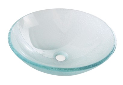 ICE skleněné umyvadlo na desku Ø 42cm, čirá s pískováním 2501-04