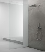 ARCHITEX sada pro uchycení skla podlaha-stěna se spádovou lištou, 1615x2105mm, levá, leštěný hliník AX2116L