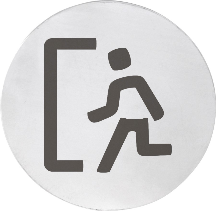 Cedule únikový východ, Ø 75mm, nerez mat XP128