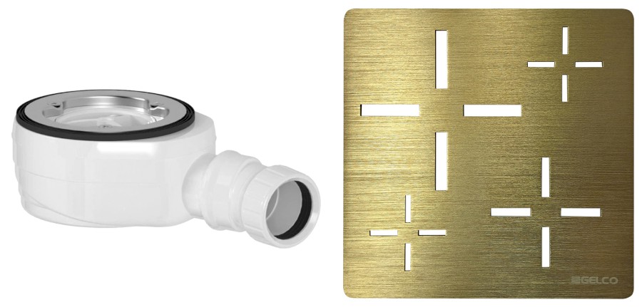 Vaničkový sifon, průměr otvoru 90 mm, DN40, krytka zlato KSM107G-SN90