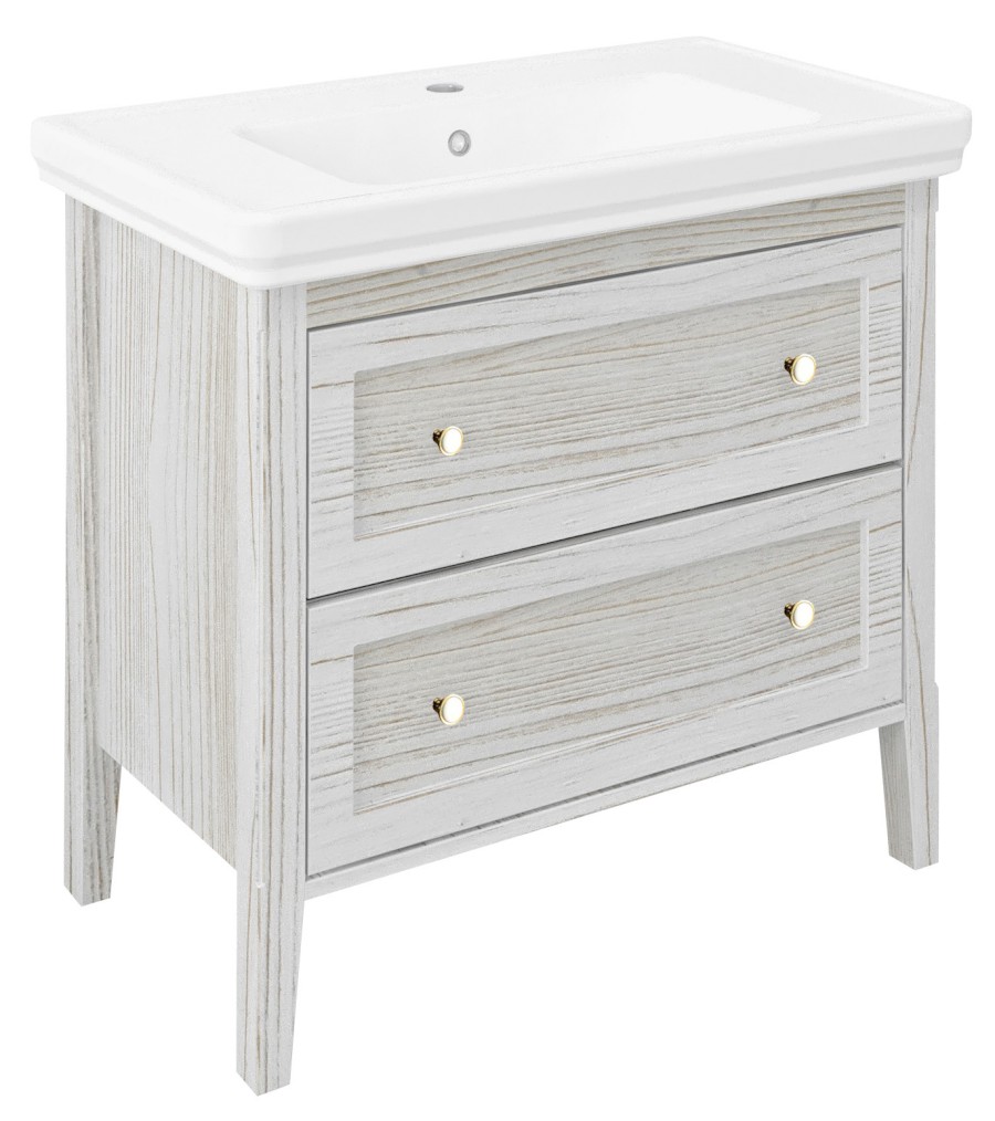 CROSS umyvadlová skříňka 85x81x47cm, 2x zásuvka, starobílá CR291