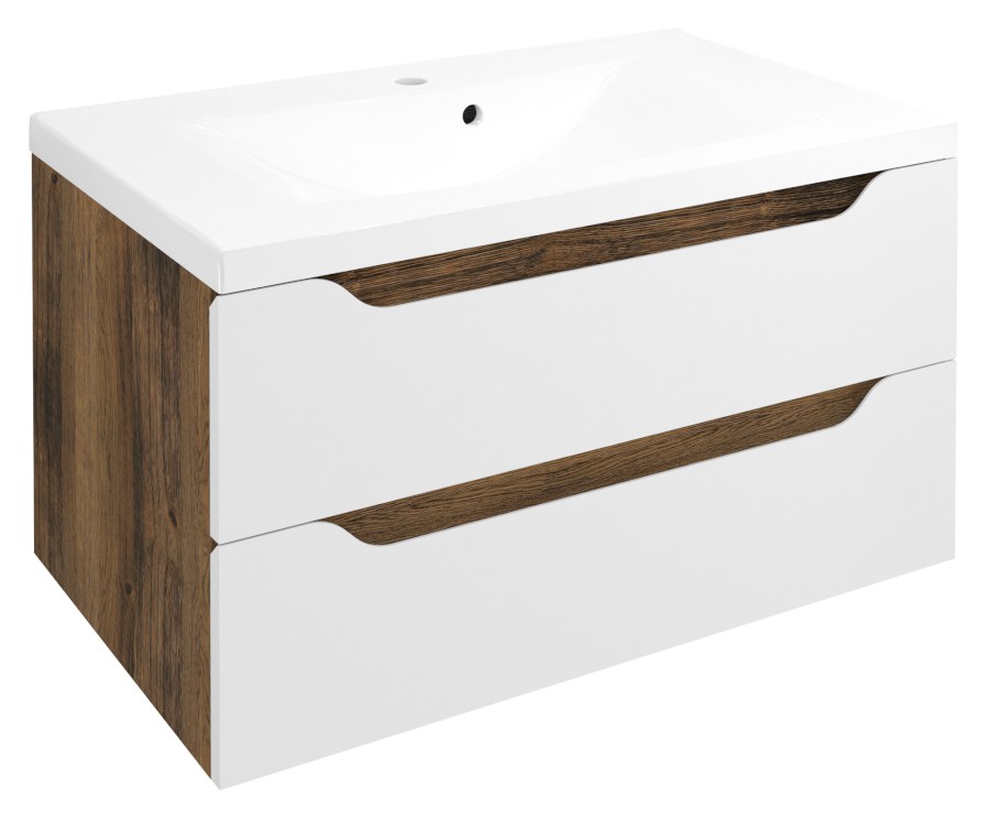 WAVE umyvadlová skříňka 79,7x45x47,8cm, bílá/dub collingwood WA080-3019
