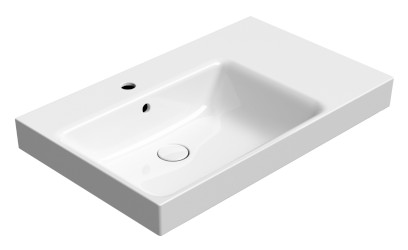 NUBES keramické umyvadlo 80x50cm, s odkládací plochou vpravo, bílá ExtraGlaze 9629111