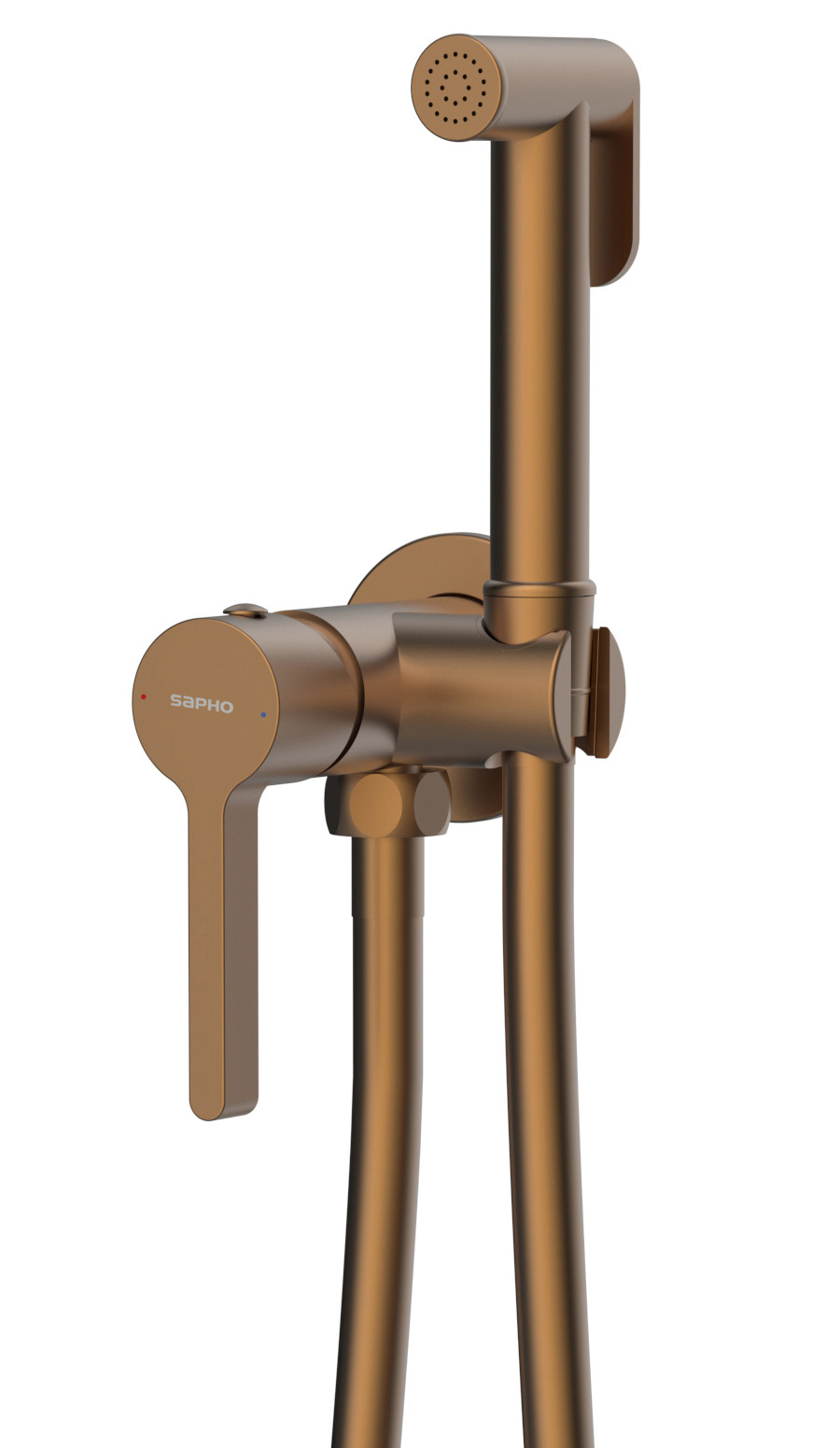 AF040PG (61556) ICONIC podomítková bidetová baterie se Stop sprškou, kulatá, měď mat AF040PG