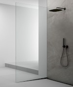 ARCHITEX sada pro uchycení skla podlaha-stěna se spádovou lištou, 1615x2105mm, levá, černá mat AX2116BL