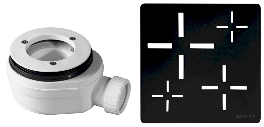 Vaničkový sifon, průměr otvoru 90 mm, DN40, krytka černá KSM107B-SN90