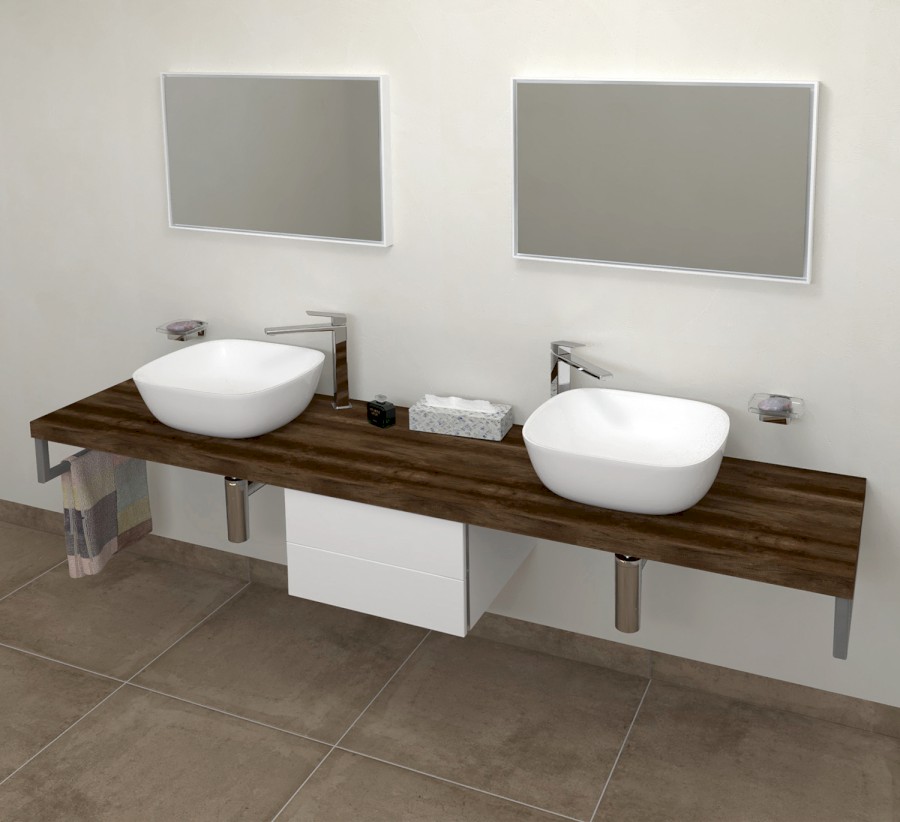 AVICE deska pod umyvadlo 250x50cm, tl.5cm, dub tmavý AV2511