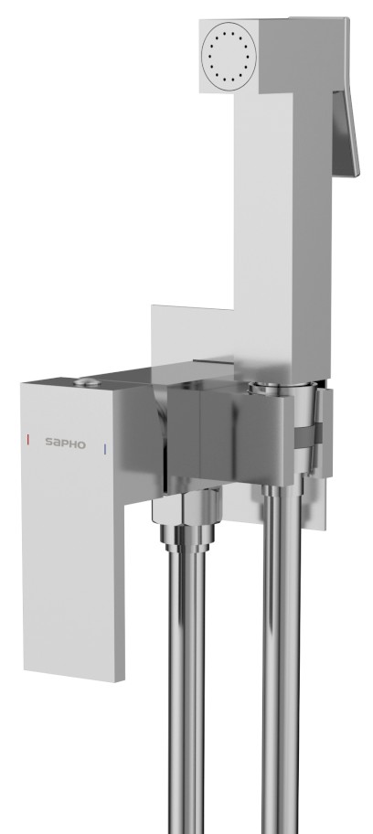 CUBEMIX podomítková bidetová baterie se Stop sprškou, hranatá, chrom CM040