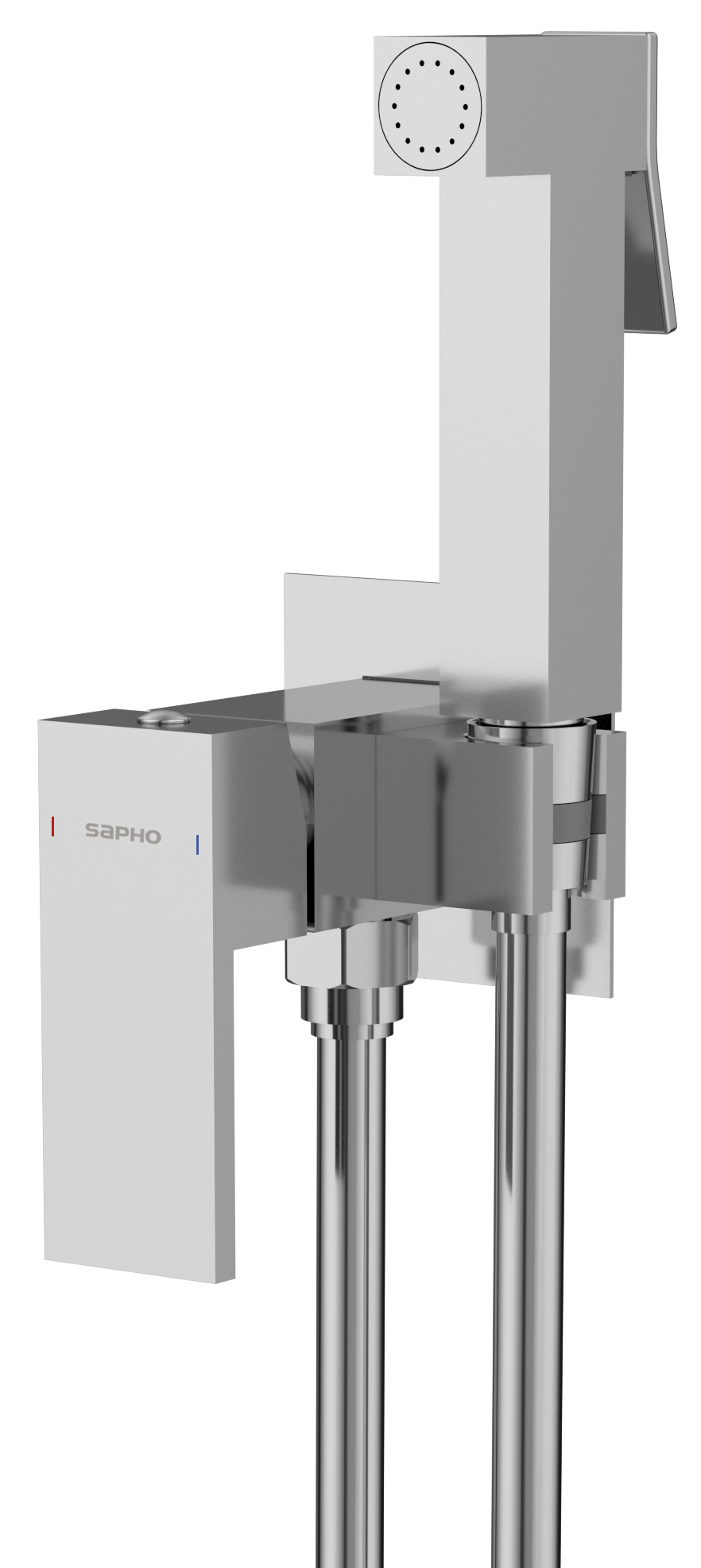 CUBEMIX podomítková bidetová baterie se Stop sprškou, hranatá, chrom CM040