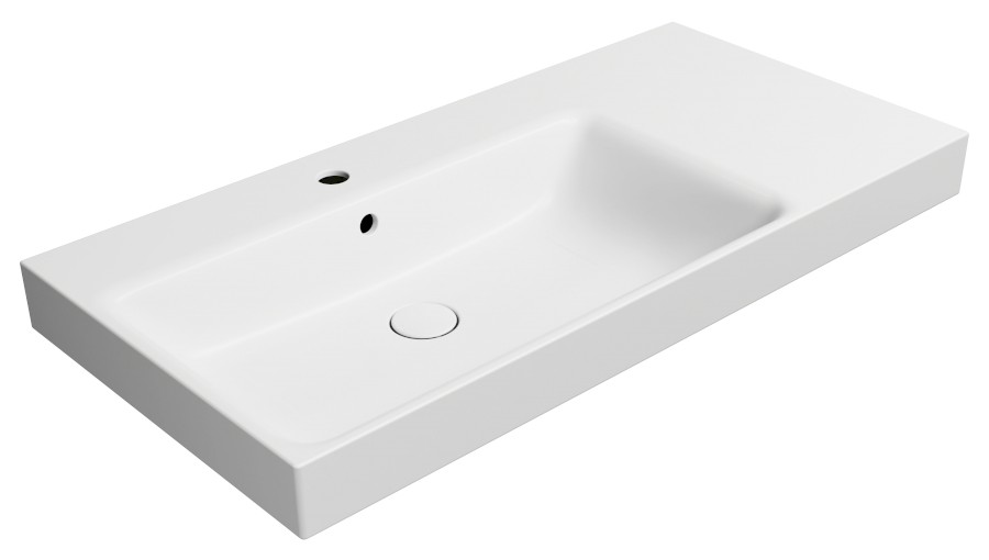 9627109 (62086) NUBES keramické umyvadlo 100x50cm, s odkládací plochou vpravo, bílá mat 9627109