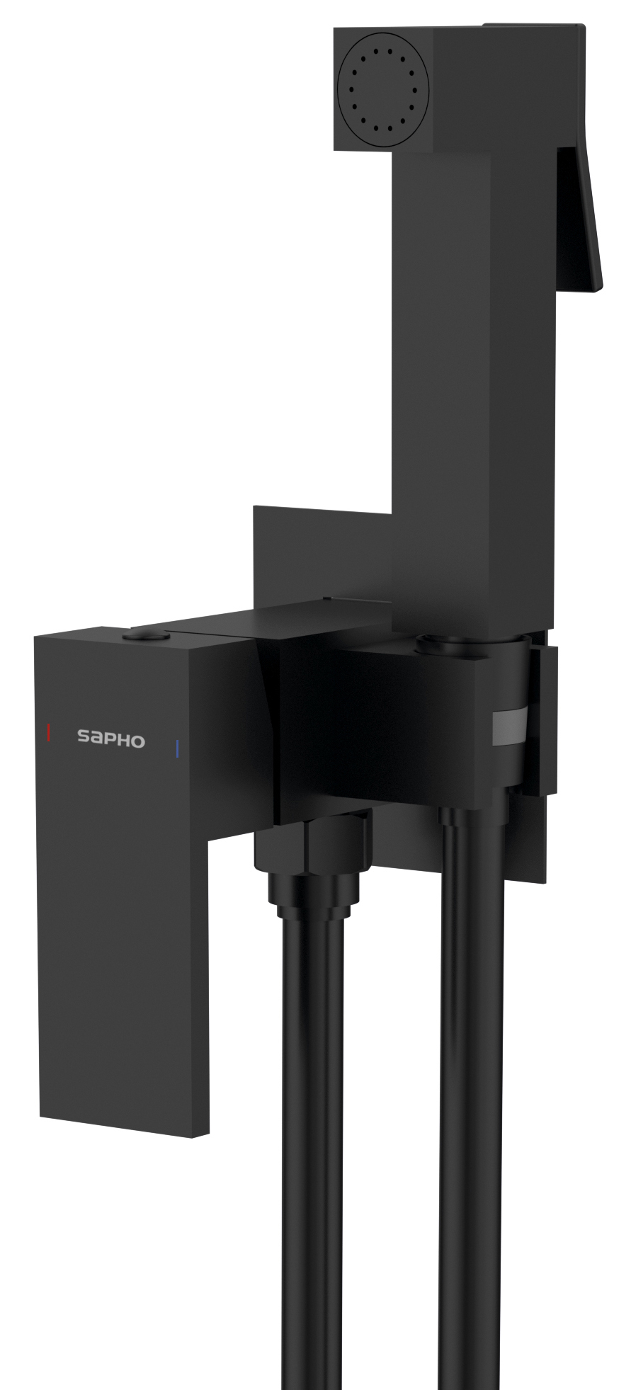 CUBEMIX podomítková bidetová baterie se Stop sprškou, hranatá, černá mat CM040B