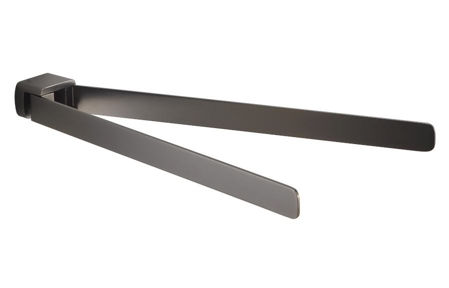 PIRENEI dvojitý držák ručníků otočný 350mm, gun metal PI2381