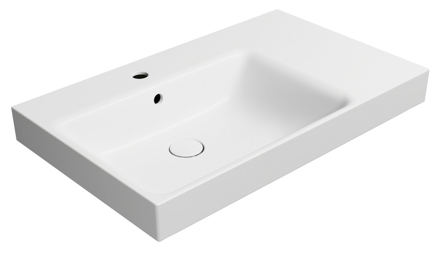 NUBES keramické umyvadlo 80x50cm, s odkládací plochou vpravo, bílá mat 9629109