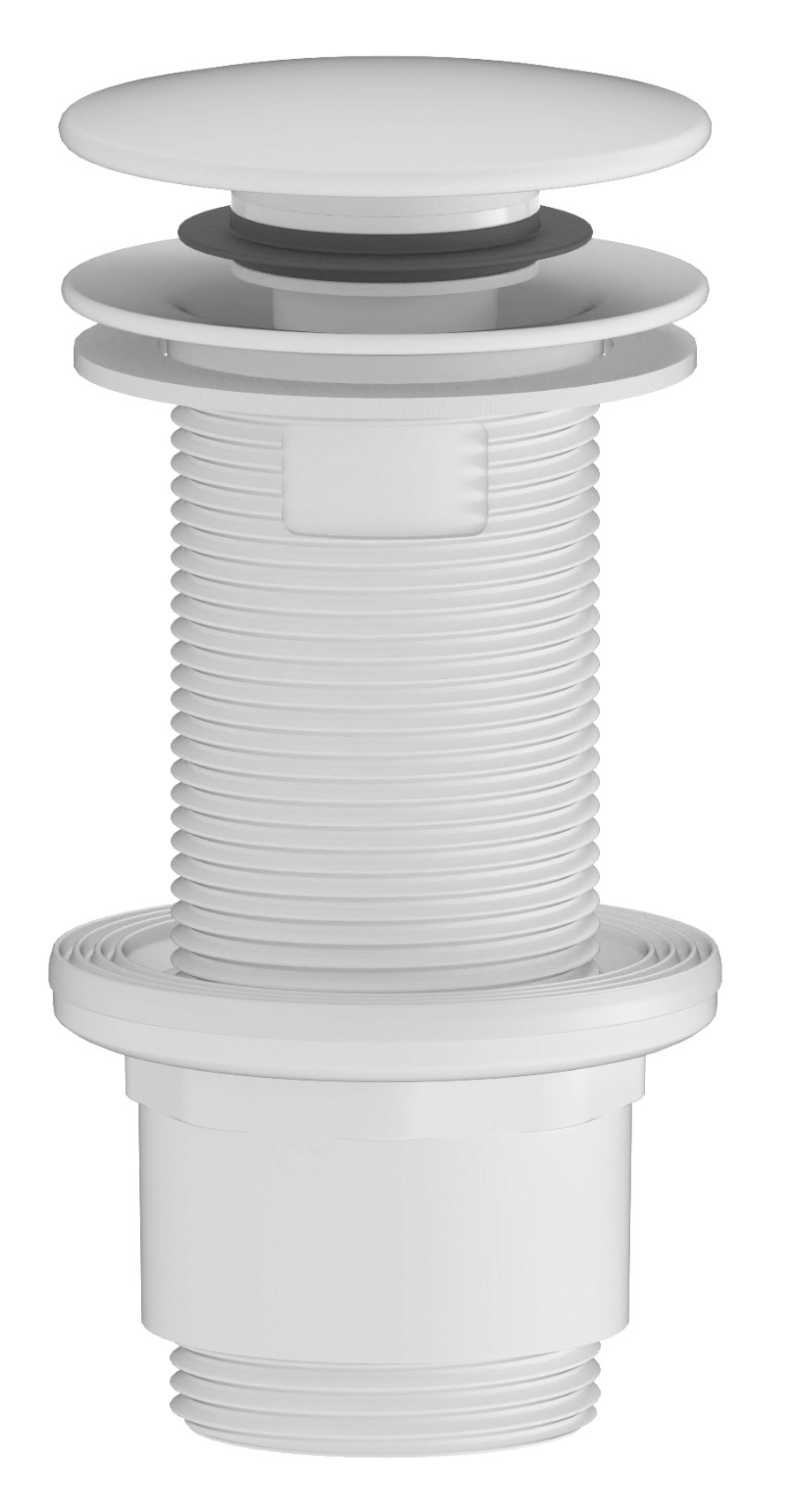 CV1132WM (59346) Umyvadlová výpust 5/4“, click-clack, velká zátka, 10-80mm, ABS/bílá mat CV1132WM