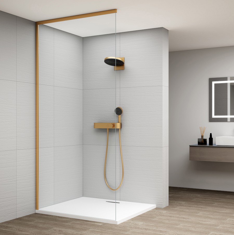 ESCA sada profilů pro uchycení skla, stěna - strop, 2600x1600mm, zlato mat ES2646