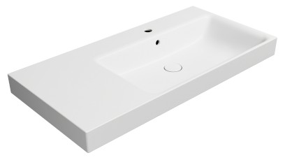 NUBES keramické umyvadlo 100x50cm, s odkládací plochou vlevo, bílá mat 9628109