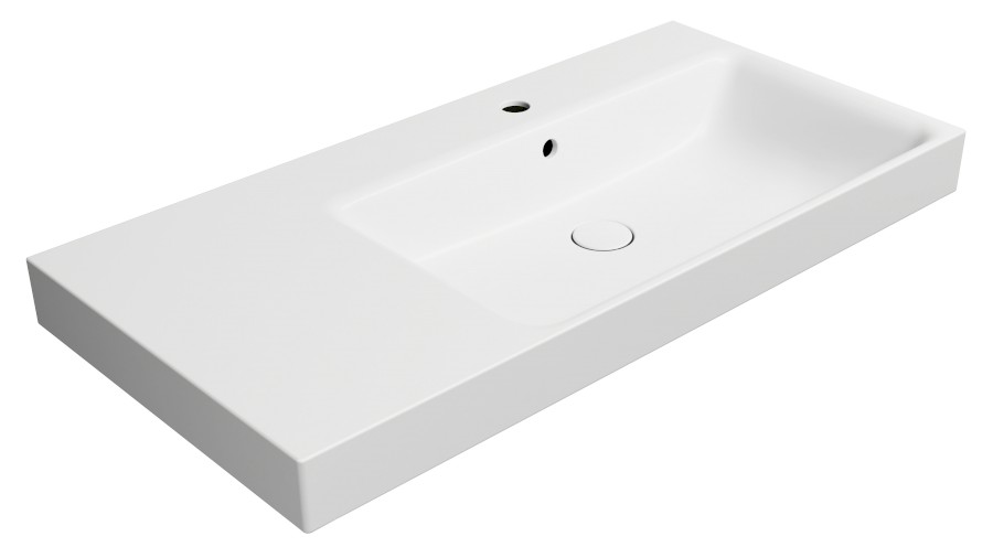 NUBES keramické umyvadlo 100x50cm, s odkládací plochou vlevo, bílá mat 9628109