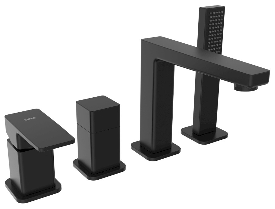 TI052B (55855) TURSI čtyřprvková baterie na okraj vany, černá mat TI052B