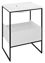 SKA konzole pod umyvadlo se zásuvkou 600x850x460mm, černá mat/bílá lesk SKA601