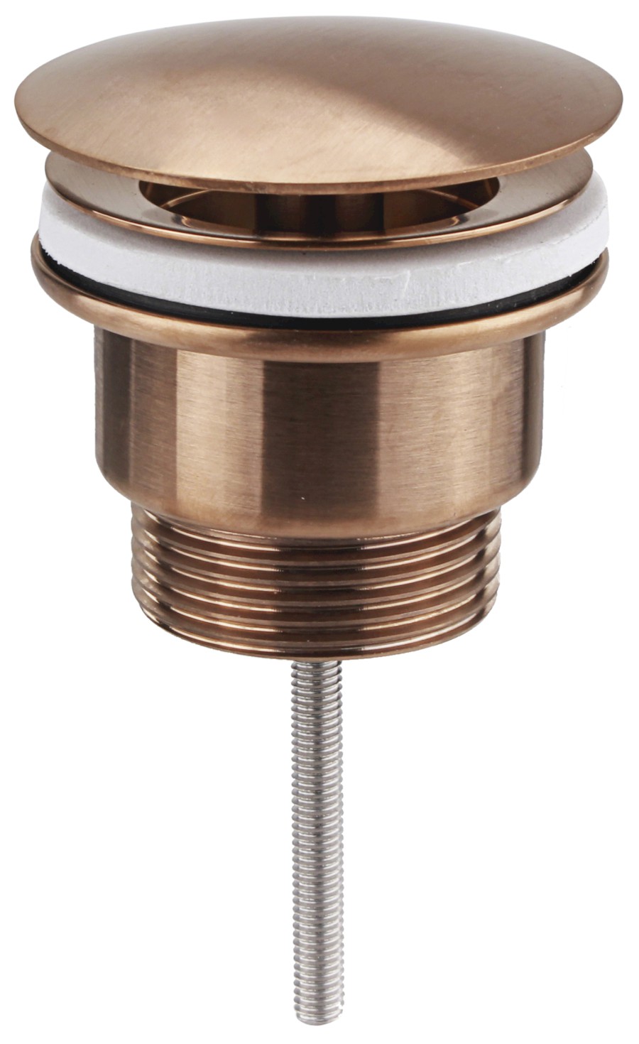 542.742.5PG (52316) Umyvadlová výpust 5/4“, neuzavíratelná, velká zátka, 10-55mm, měď mat 542.742.5PG