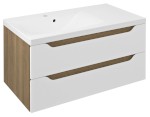 WA092-3025 (59750) WAVE umyvadlová skříňka 89,7x45x47,8cm, levá, bílá/dub cuneo WA092-3025