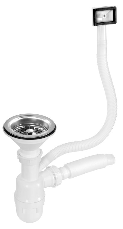 Dřezový sifon, včetně pilety, bílá NDAQ210