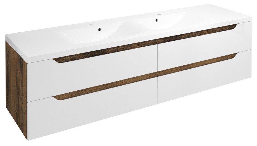 WA180-3019 (59766) WAVE dvojumyvadlová skříňka 179,7x50x47,8cm, bílá/dub collingwood WA180-3019