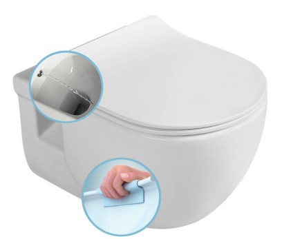 BRILLA CLEANWASH závěsná WC mísa s bidetovou sprškou, Rimless, 36,5x53cm, bílá 100612