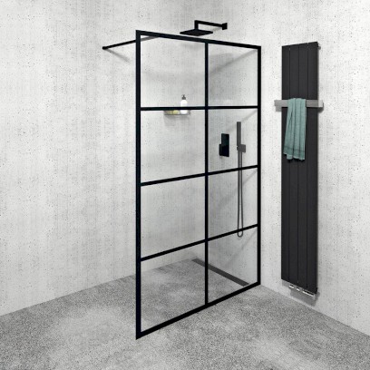 CURE BLACK sprchová zástěna 1400mm, čiré sklo CB140