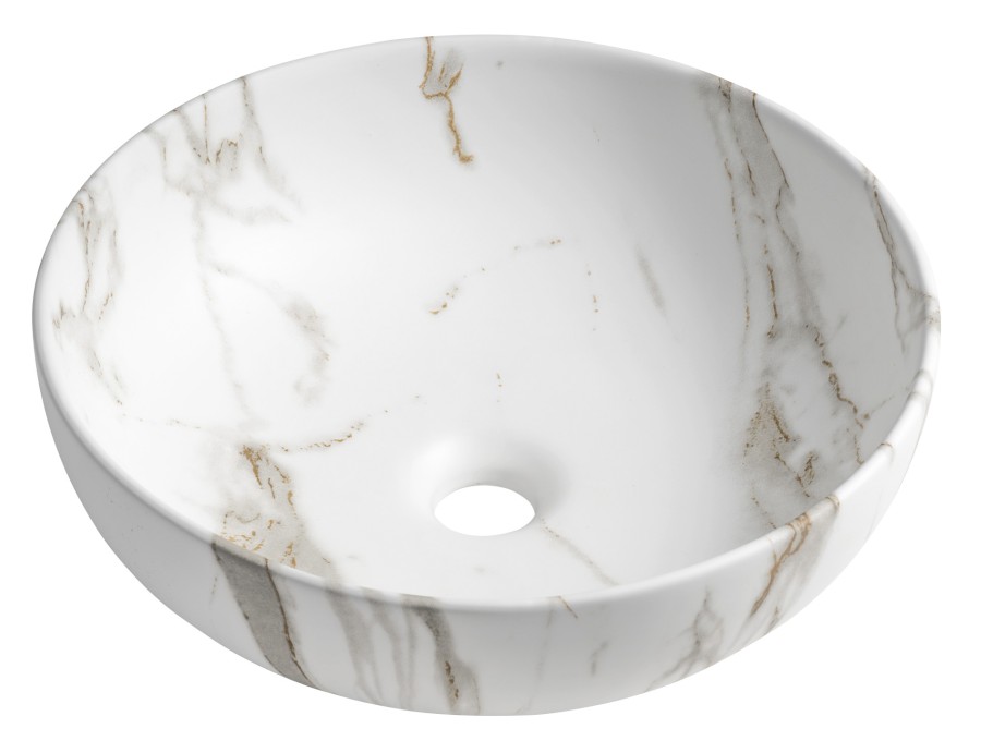 AR435BC (58536) RONDANE keramické umyvadlo na desku Ø 41cm, bianco carrara AR435BC