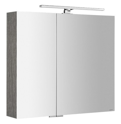 MIRRÓ galerka s LED osvětlením, 80x70x16cm, dub stříbrný MC080-0011