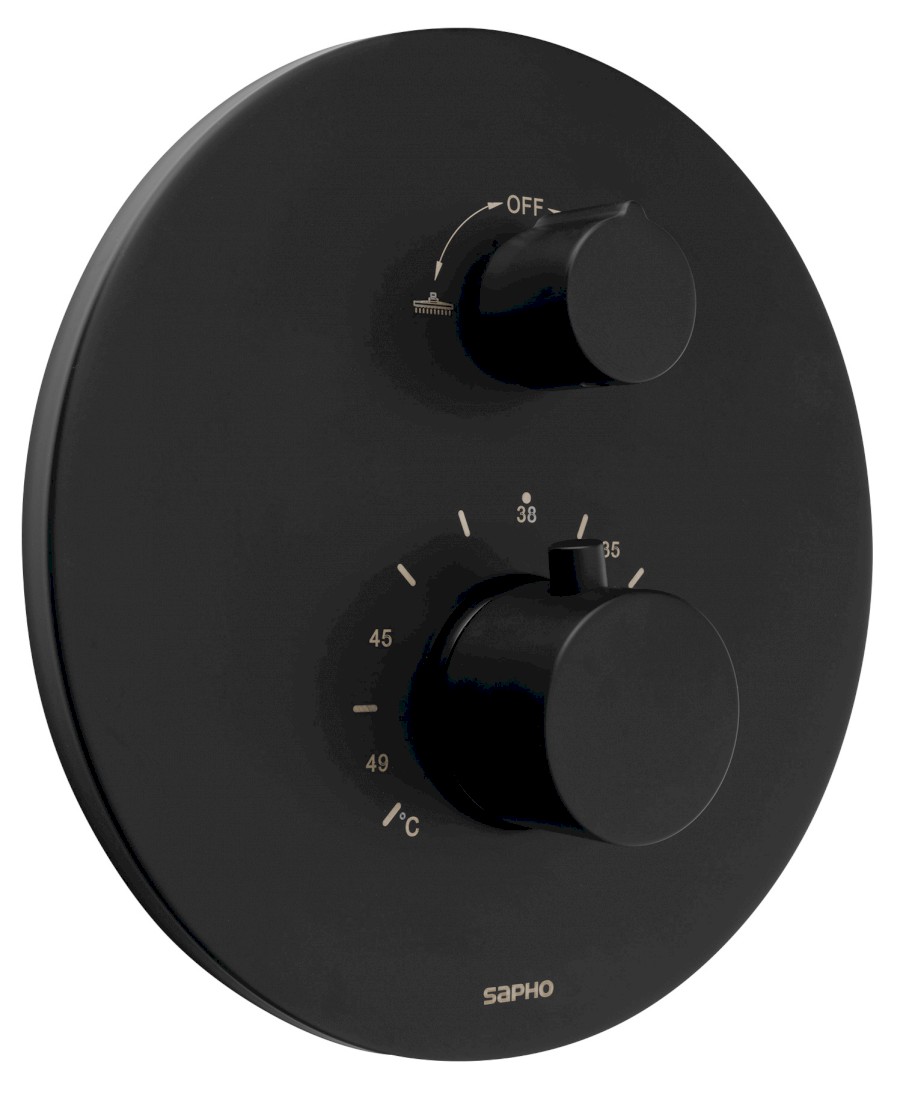 RH396B (56087) Podomítková sprchová termostatická baterie, box, 2 výstupy, černá mat RH396B