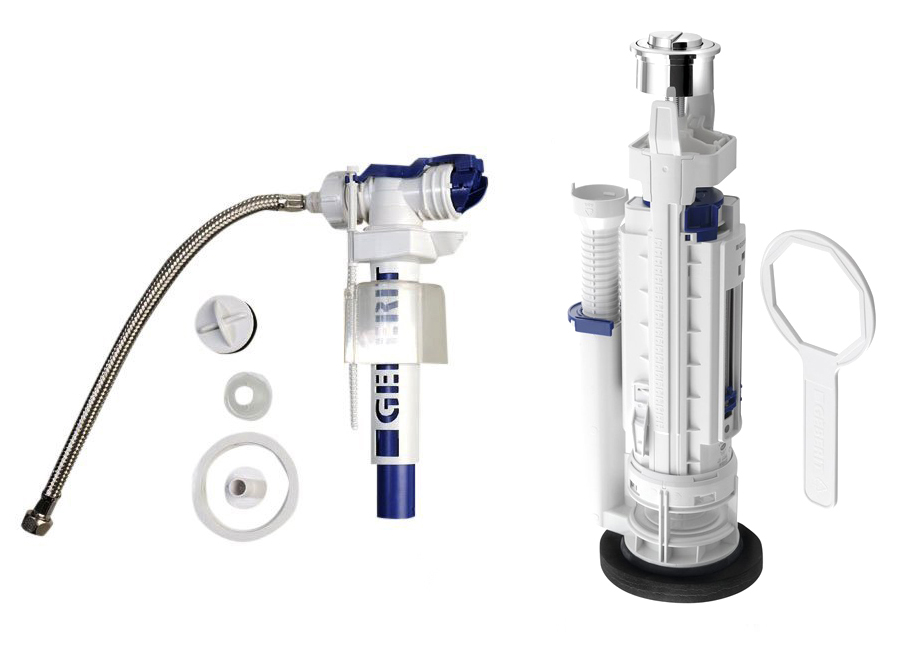 Splachovací souprava s DUAL tlačítkem, boční napouštění 3/8