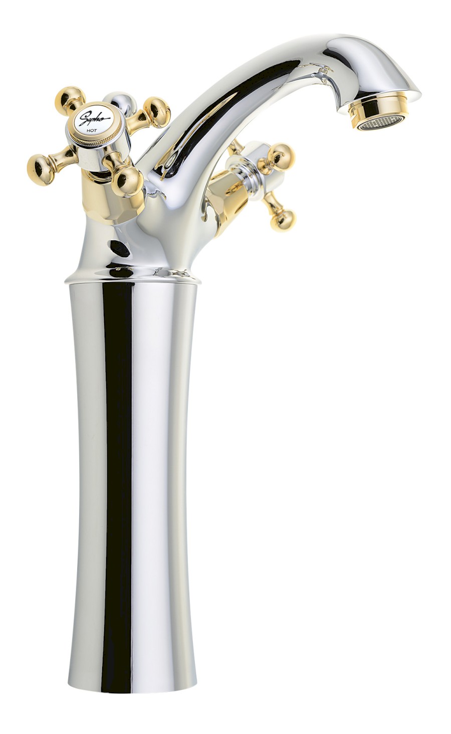 ANTEA stojánková umyvadlová baterie vysoká s výpustí, výška 245mm, chrom/zlato 3172L