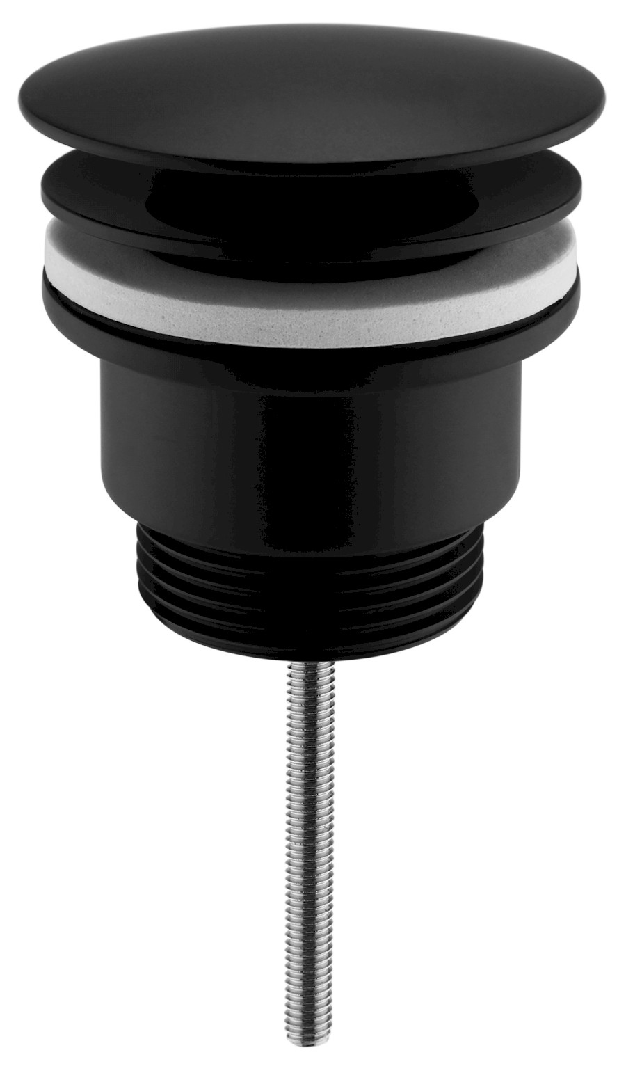 CV3004B (55650) Umyvadlová výpust 5/4“, neuzavíratelná, velká zátka, 5-65mm, černá mat CV3004B