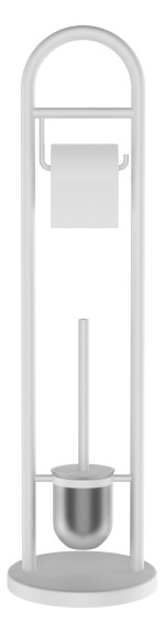 11123101 (59522) JUNDAH stojan s držákem na toaletní papír a WC štětkou, bílá 11123101