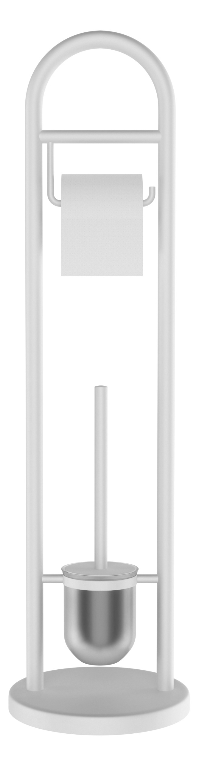 11123101 (59522) JUNDAH stojan s držákem na toaletní papír a WC štětkou, bílá 11123101