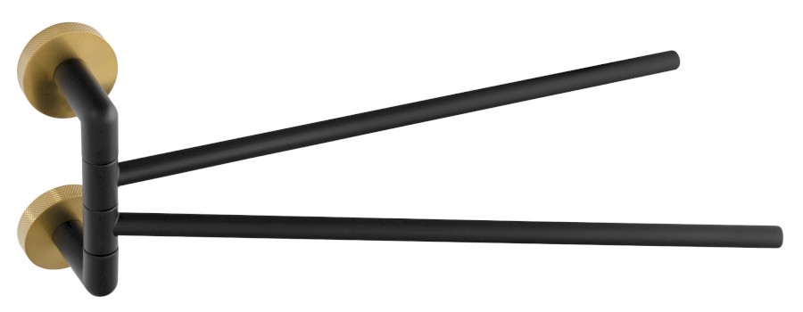 WS021BG (60584) LARISSA dvojitý držák ručníků otočný 350mm, černá/zlato mat WS021BG