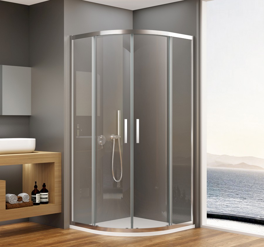 751.090.1 (49076) BORG čtvrtkruhová sprchová zástěna 900x900x1950 mm, R550, čiré sklo 751.090.1