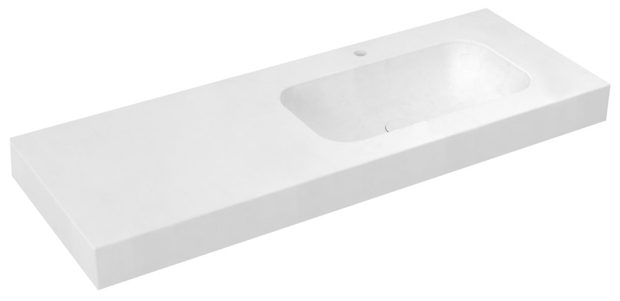 EMICO umyvadlo, Rockstone, 130x50cm, límec L, pravé, bílá mat EM130-B1R-L