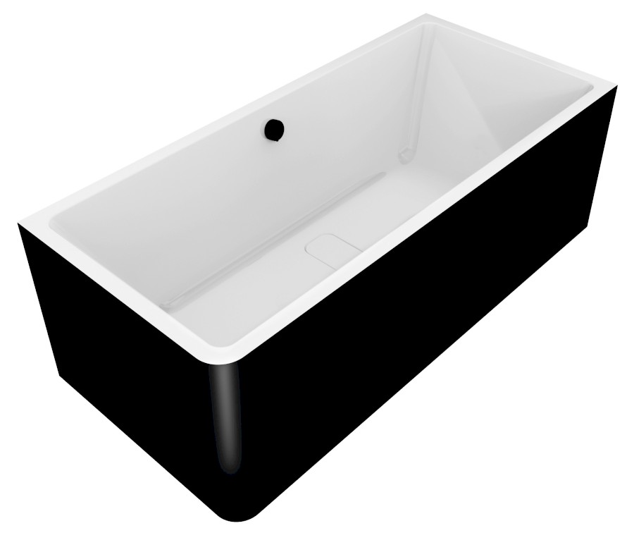MARLENE CURVE R MONOLITH obdélníková vana 165x75x63cm, bílá/černá 72403MCRB