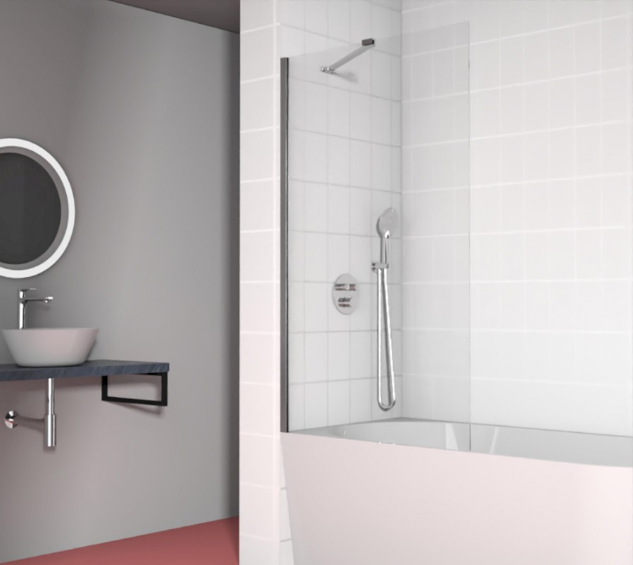 6590150 (60946) Vanová zástěna 900x1500mm, chrom, čiré sklo 6590150