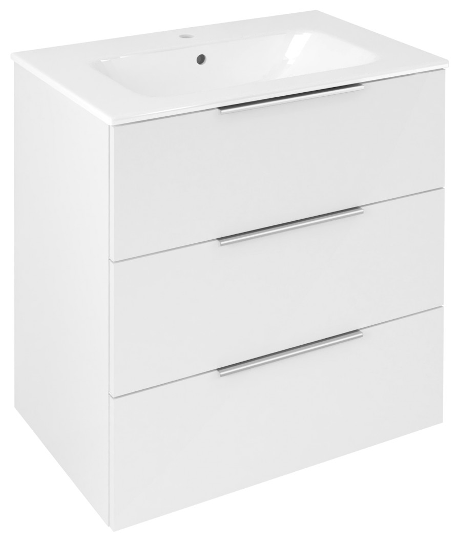 CR731-3030 (57635) CIRASA umyvadlová skříňka 69,8x75x46cm, 3x zásuvka, bílá lesk CR731-3030