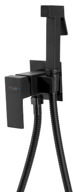 Podomítková bidetová baterie se Stop sprškou, hadice 1,2m, hranatá, černá mat SK301B