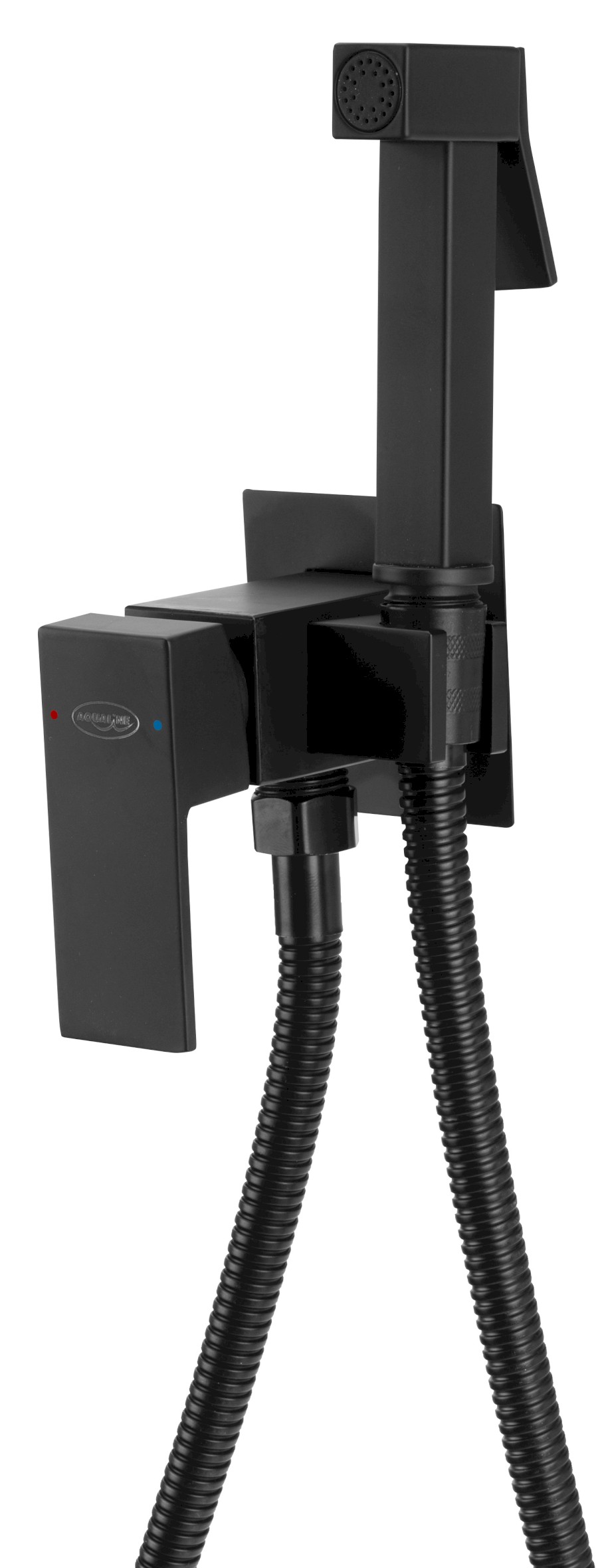 Podomítková bidetová baterie se Stop sprškou, hadice 1,2m, hranatá, černá mat SK301B